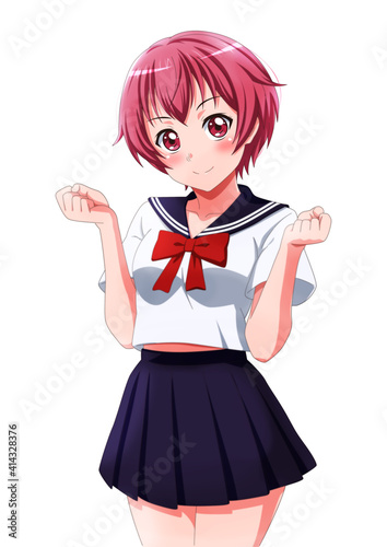 可愛い 美少女 イラストアニメ 漫画 立ち絵 笑顔 Girl Anime Ilustracion De Stock Adobe Stock