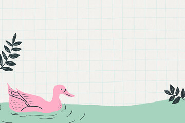 Wall Mural - vintage swan pattern frame vector grid background