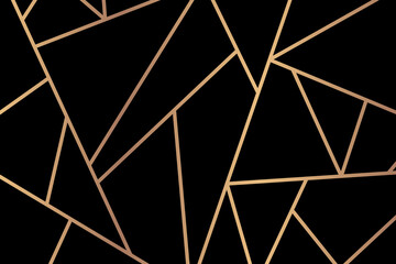 Wall Mural - triangle geometric pattern vector gold black background