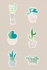 Wall Mural - Watercolor potted plants collection vector