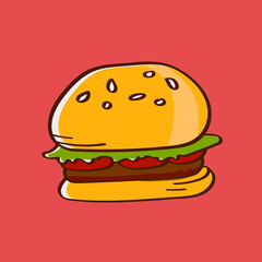 Sticker - Hand drawn beef burger vector