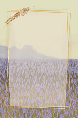 Wall Mural - Gold frame on lavender patterned background template vector