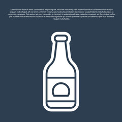 Sticker - Blue line Beer bottle icon isolated on blue background. Vector.