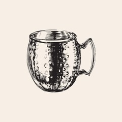 Wall Mural - Moscow Mule Emty Mug Hand Drawn Drink Vector Illustration