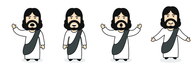 Wall Mural - cute jesus character vector set