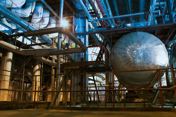 Wall Mural - Industrial zone, Steel pipelines and equipment