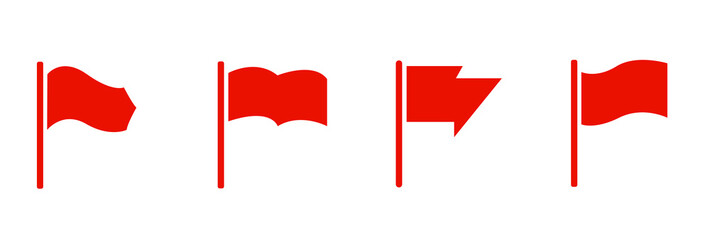 Poster - Red flags icons set. Set of vector flags. Waving Flag Icons for Banners, Presentations, Web Pages.