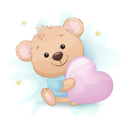 Wall Mural - Cute little bear cartoon character