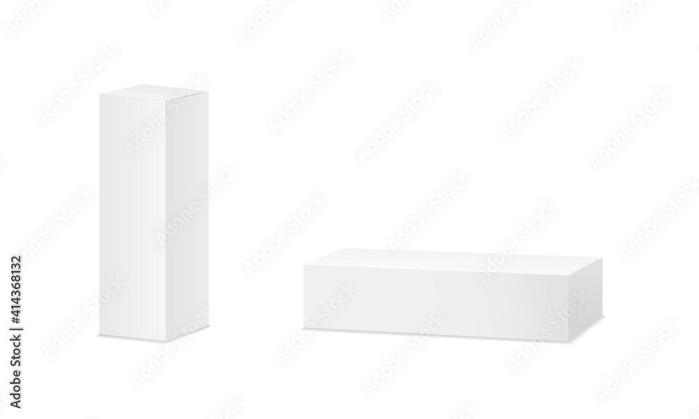 Box mockup. 3d white package for cosmetic, toothpaste and medicine ...