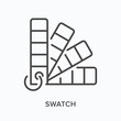 Swatch flat line icon. Vector outline illustration of color template. Black thin linear pictogram for painter equipment