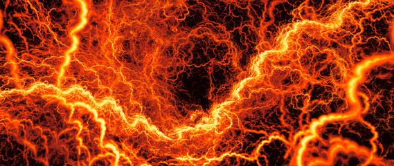 Wall Mural - fiery glowing high voltage lightning abstract background