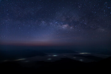 Wall Mural - milky way galaxy at night. image contains noise and grain due to high iso. image also contains soft 