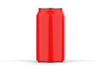 Wall Mural - Red can mockup for beer, alcohol, juice, energy drink and soda, aluminium metal can mock up on isolated white background, 3d illustration