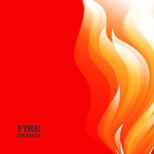 Abstract Red Cover Card With Bright Graphic Element Of Fire To The Right Edge Of The Composition With Blank Space For Copy To The Right