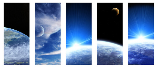 Wall Mural - collection of space banners. 3d render