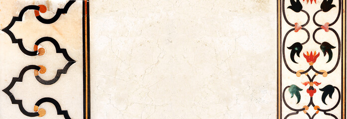 Horizontal or vertical banner with ancient marble floral ornament