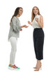 © New Africa - Young women in casual clothes talking on white background