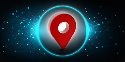 Fototapete - 3d rendering Red map pointer
