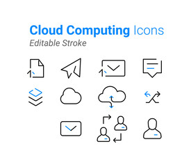 Poster - Set of Cloud computing icon. Premium quality graphic design. Modern signs, outline symbols collection, simple thin line icons set for websites, web design, mobile app, infographics- Editable Stroke