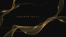 Golden Wave On Black Background , Luxury Modern Concept. Vector Illustration For Design.