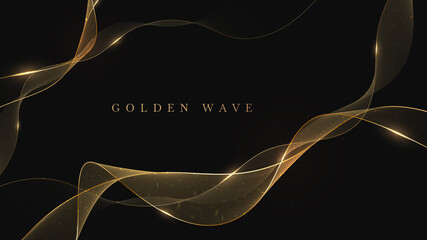 Golden wave on black background , luxury modern concept. vector illustration for design.