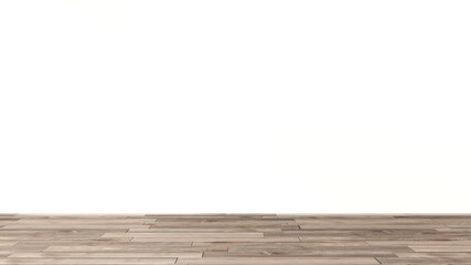 Aufkleber - White painted plaster wall background on a wooden surface. For placement of workpieces to present. 3D rendering