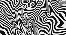 Abstract Distorted Wavy Stripes Pattern Vector Design. Optical Illusion Waves Background.