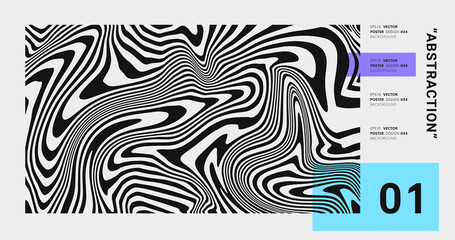 Poster - Abstract distorted wavy stripes pattern vector design. Optical illusion waves background.