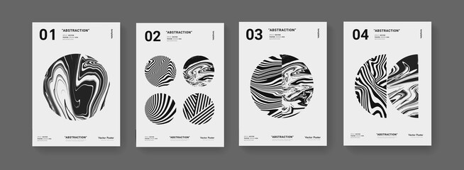 Poster - Set of abstract geometric monochrome shapes. Modern pattern. Futuristic posters collection.. Bauhaus design. .