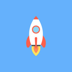 Poster - Rocket is flying on the sky. Vector.