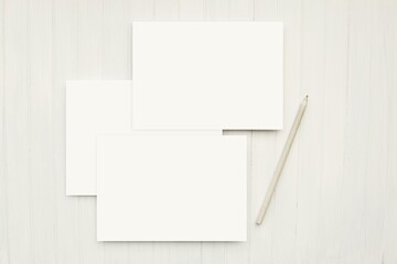 Wall Mural - Two cards mockup for design presentation, envelope on background, minimal style.
