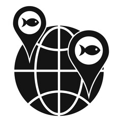 Poster - global pin map fish icon. simple illustration of global pin map fish vector icon for web design isol