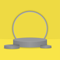 Wall Mural - Abstract background with podium for product display or awards. 3d platform. Empty podium scene. Vector illustration.