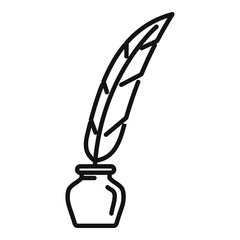 Poster - Prosecutor feather icon. Outline prosecutor feather vector icon for web design isolated on white background