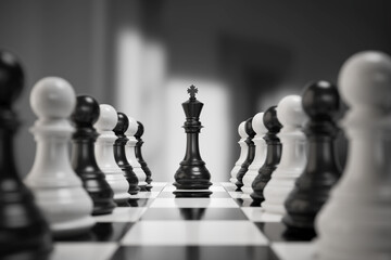 leader & success, Chess board game concept of business strategy idea