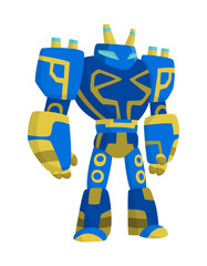 Aufkleber - Funny cartoon robot. Cute retro robot. Robotic for children. Friendly android robot character with arms. Toy character future artificial robotics machine cyborg illustration