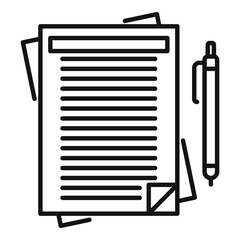 Poster - notary paper pen icon. outline notary paper pen vector icon for web design isolated on white backgro