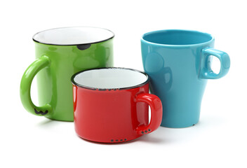 Poster - Colorful cups on white background 