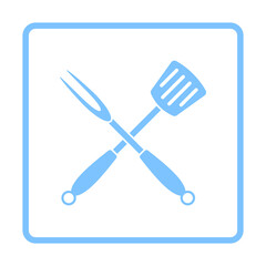 Sticker - Crossed Frying Spatula And Fork Icon