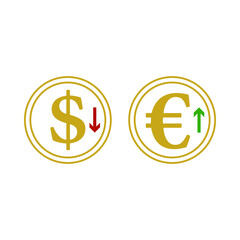 Canvas Print - Falling Dollar And Growth Up Euro Coins Icon