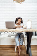 © Dusko - Young little girl having e-learning session during Covid-19 pandemic crisis lockdown or quarantine. Illness prevention and new normal concept.