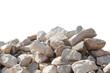 Piles of crushed stone isolated on white background. Clipping path.