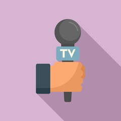 Poster - Tv reporter microphone icon. Flat illustration of tv reporter microphone vector icon for web design
