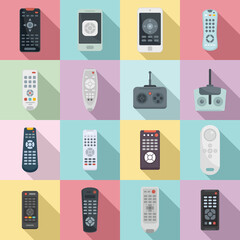 Poster - Remote control icons set. Flat set of remote control vector icons for web design