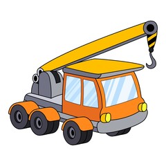 Poster - Machine with lifting crane icon. Cartoon of machine with lifting crane vector icon for web design isolated on white background
