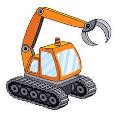 Poster - Crawler crane icon. Cartoon of crawler crane vector icon for web design isolated on white background
