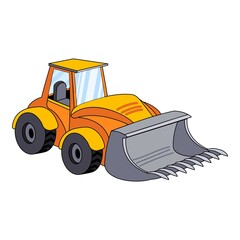 Poster - tractor excavator icon. cartoon of tractor excavator vector icon for web design isolated on white ba