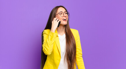 Wall Mural - tty woman showing her cell screen.