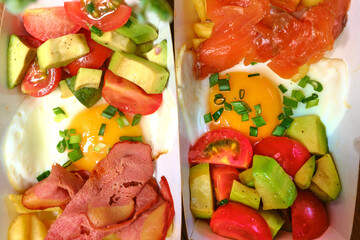 Two salads with fruits