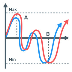 Sticker - 
A market graph diagram icon in flat vector
